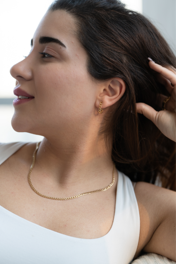 Mini Curb Chain Earrings - Image 4