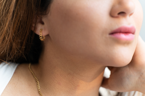 Mini Curb Chain Earrings - Image 2